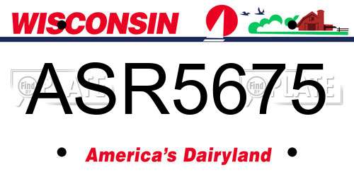 ASR5675 Wisconsin License Plate