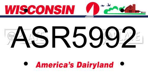 ASR5992 Wisconsin License Plate