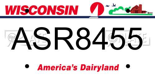 ASR8455 Wisconsin License Plate