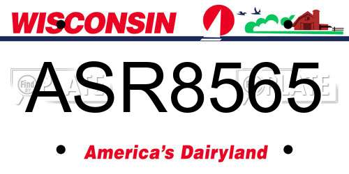 ASR8565 Wisconsin License Plate