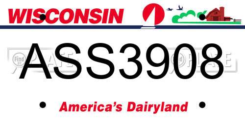 ASS3908 Wisconsin License Plate