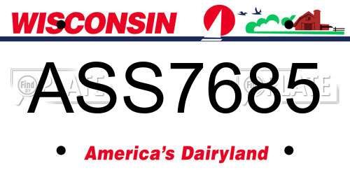 ASS7685 Wisconsin License Plate