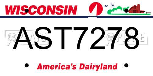 AST7278 Wisconsin License Plate