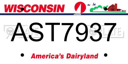 AST7937 Wisconsin License Plate
