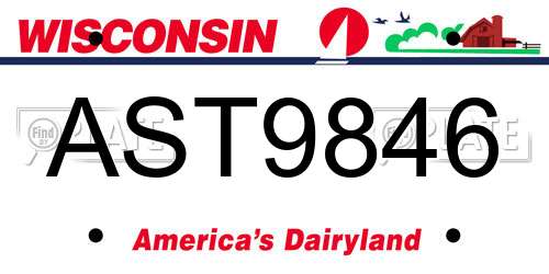 AST9846 Wisconsin License Plate