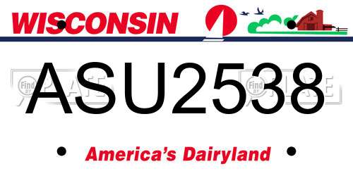 ASU2538 Wisconsin License Plate