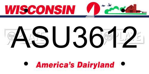 ASU3612 Wisconsin License Plate