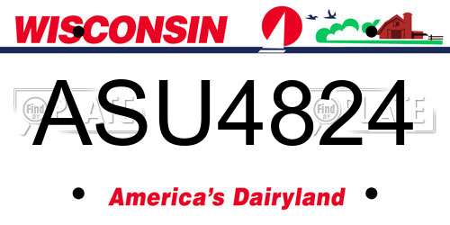 ASU4824 Wisconsin License Plate