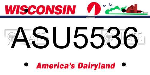 ASU5536 Wisconsin License Plate