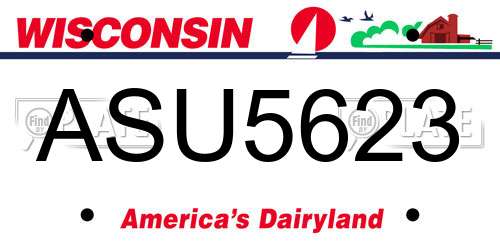 ASU5623 Wisconsin License Plate