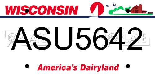 ASU5642 Wisconsin License Plate
