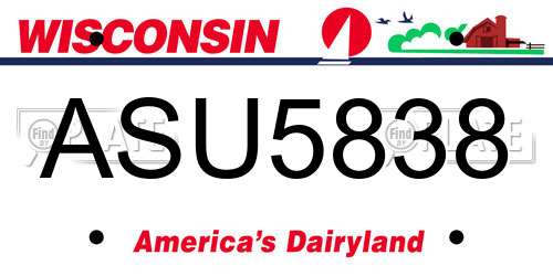 ASU5838 Wisconsin License Plate