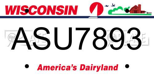 ASU7893 Wisconsin License Plate