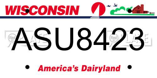 ASU8423 Wisconsin License Plate