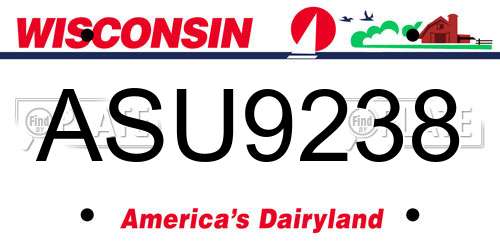 ASU9238 Wisconsin License Plate
