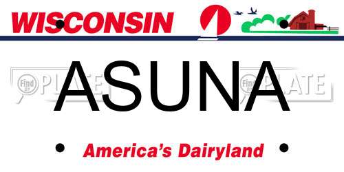 ASUNA Wisconsin License Plate