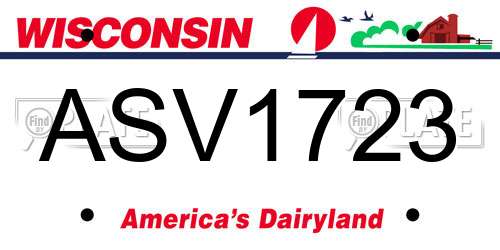ASV1723 Wisconsin License Plate