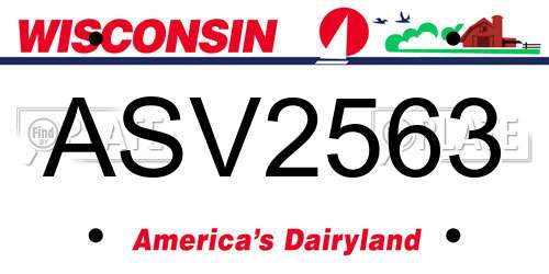 ASV2563 Wisconsin License Plate