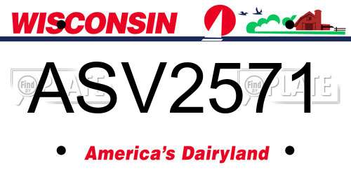 ASV2571 Wisconsin License Plate