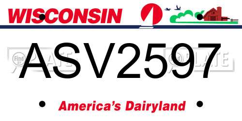 ASV2597 Wisconsin License Plate