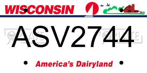 ASV2744 Wisconsin License Plate