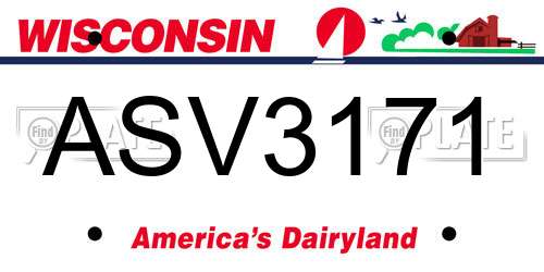 ASV3171 Wisconsin License Plate