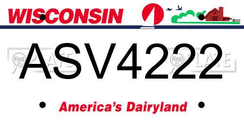 ASV4222 Wisconsin License Plate
