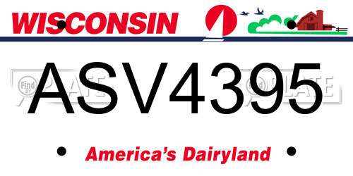 ASV4395 Wisconsin License Plate