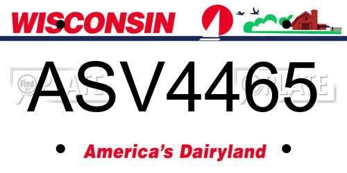 ASV4465 Wisconsin License Plate