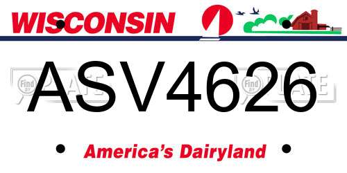 ASV4626 Wisconsin License Plate
