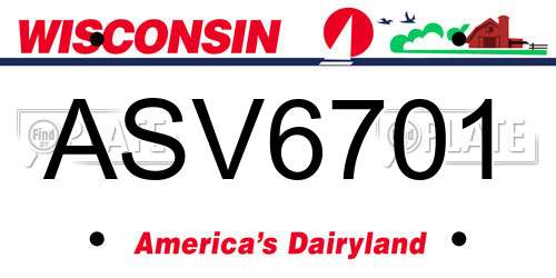 ASV6701 Wisconsin License Plate