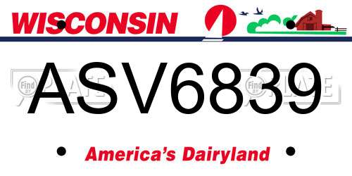 ASV6839 Wisconsin License Plate