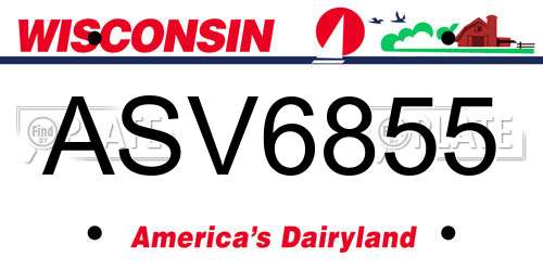 ASV6855 Wisconsin License Plate