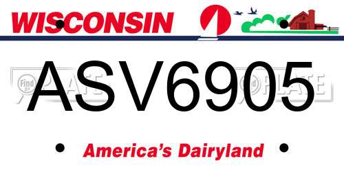 ASV6905 Wisconsin License Plate