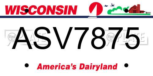 ASV7875 Wisconsin License Plate