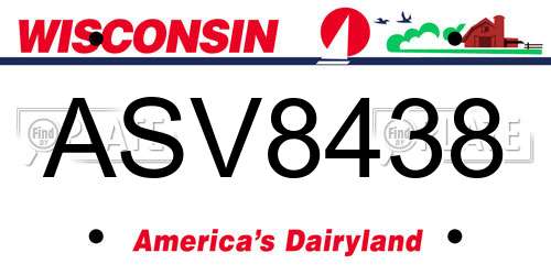 ASV8438 Wisconsin License Plate