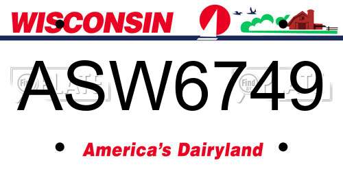 ASW6749 Wisconsin License Plate
