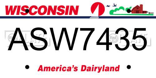 ASW7435 Wisconsin License Plate
