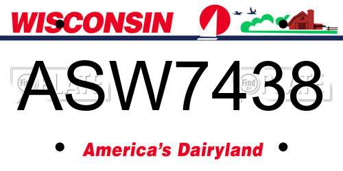 ASW7438 Wisconsin License Plate