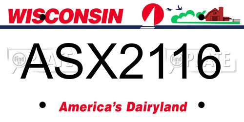 ASX2116 Wisconsin License Plate