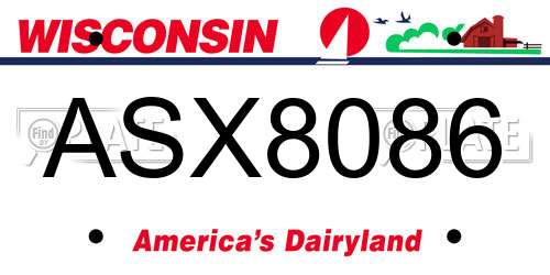 ASX8086 Wisconsin License Plate