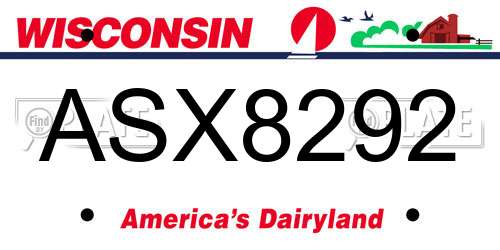 ASX8292 Wisconsin License Plate