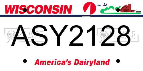 ASY2128 Wisconsin License Plate