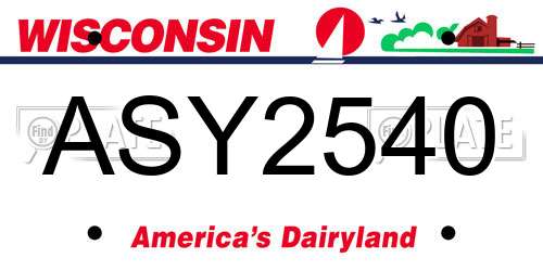 ASY2540 Wisconsin License Plate