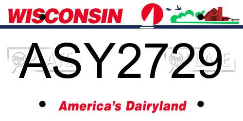 ASY2729 Wisconsin License Plate