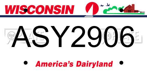 ASY2906 Wisconsin License Plate