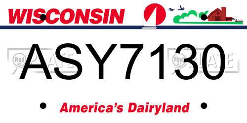 ASY7130 Wisconsin License Plate