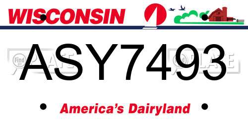 ASY7493 Wisconsin License Plate