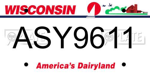 ASY9611 Wisconsin License Plate