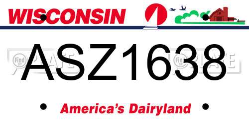 ASZ1638 Wisconsin License Plate
